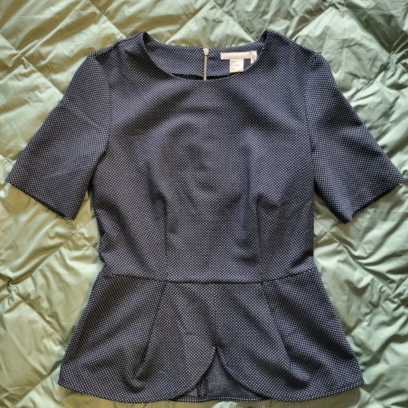 H&M pleated blue & white top - Picture 1 of 3